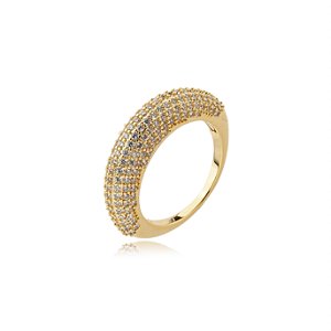 Anel dourado com zirconia cristal banho em ouro 18k