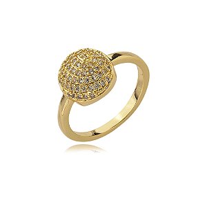 Anel dourado com zirconia cristal banho em ouro 18k