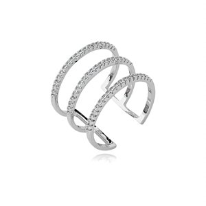 Anel cravejado de zirconia cristal banho em rodio branco
