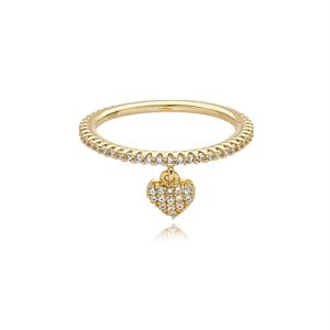 Anel dourado com zirconia cristal banho em ouro 18k