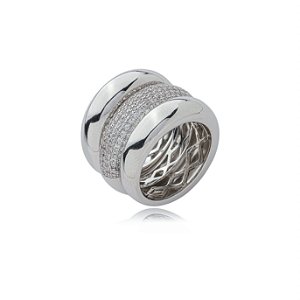 Trio de aneis cravejado de zirconia cristal banho em rodio branco