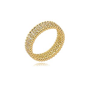 Anel dourado com zirconia cristal banho em ouro 18k