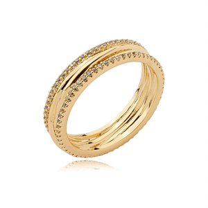Anel dourado com zirconia cristal banho em ouro 18k