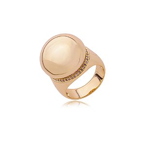 Anel dourado com zirconia cristal banho em ouro 18k