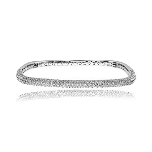 Bracelete cravejado de zirconia cristal banho em rodio branco
