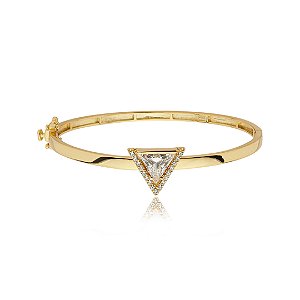 Bracelete cravejado de zirconia cristal banho em ouro 18k