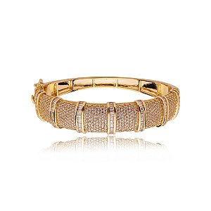 Bracelete cravejado de zirconia cristal banho em ouro 18k