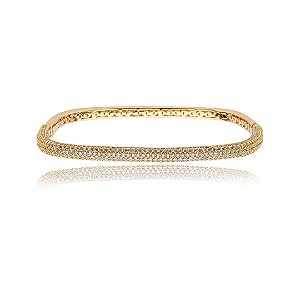 Bracelete cravejado de zirconia cristal banho em ouro 18k