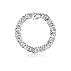 Pulseira cravejada com zirconia cristal banho em rodio branco
