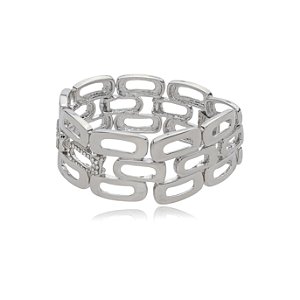 Pulseira cravejada com zirconia cristal banho em rodio branco