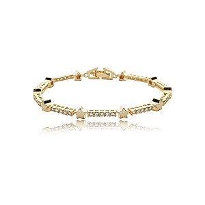 Pulseira cravejada com zirconia cristal banho em ouro 18k