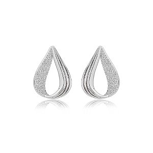 Brinco cravejado de zirconia cristal banho em rodio branco