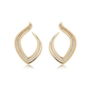 Brinco dourado cravejado de zirconia cristal banho em ouro 18k