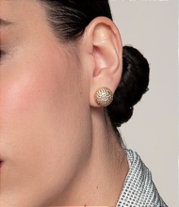 Brinco cravejado de zirconia cristal banho em ouro 18k