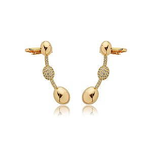 Brinco ear cuff cravejado de zirconia cristal banho em ouro 18k