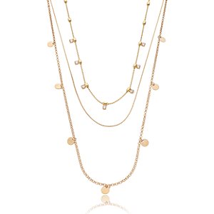 Colar de trio cravejado de zirconia cristal banho em ouro 18k
