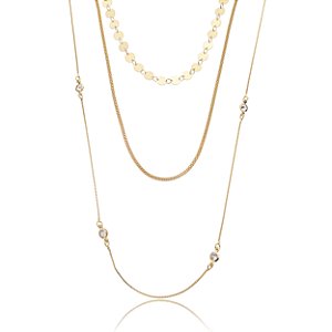 Colar de trio cravejado de zirconia cristal banho em ouro 18k