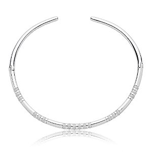 Colar de aro com zirconia cristal banho em rodio branco