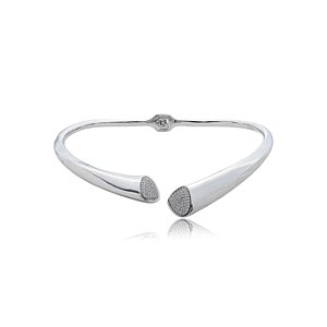 Colar de aro com zirconia cristal banho em rodio branco
