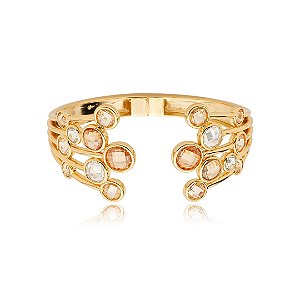 Bracelete dourado cravejado banho em ouro 18k