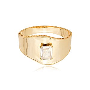 Bracelete dourado cravejado de zirconia cristal banho em ouro 18k