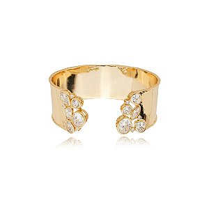 Bracelete cravejado de zirconia cristal banho em ouro 18k