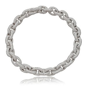 Colar de luxo com zirconia cristal banho em rodio branco
