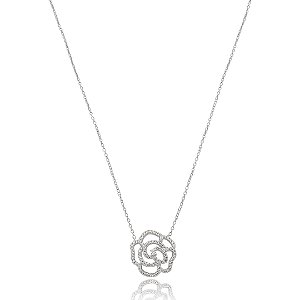 Colar com pingente cravejado de zirconia cristal banho em rodio branco