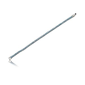 Pulseira de riviera cravejada de zirconia azul banho em rodio branco