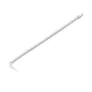 Pulseira de riviera cravejada de zirconia cristal banho em rodio branco