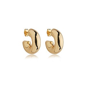 Brinco de argola liso banho em ouro 18k
