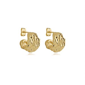 Brinco de argola liso banho em ouro 18k