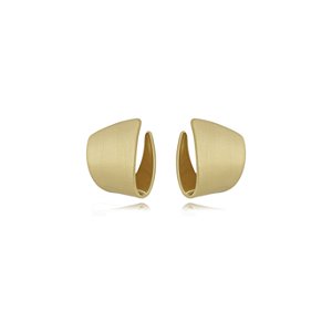 Brinco de argola liso acetinado banho em ouro 18k