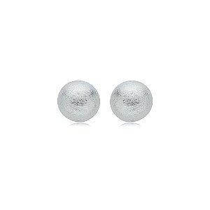 Brinco liso escovado banho em rodio branco