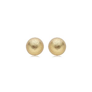 Brinco liso escovado banho em ouro 18k