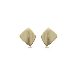Brinco liso acetinado banho em ouro 18k