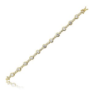 Pulseira riviera cravejada de zirconia cristal banho em ouro 18k