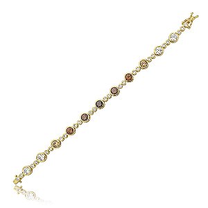 Pulseira riviera cravejada de zirconia citrino banho em ouro 18k