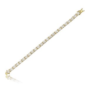 Pulseira riviera cravejada de zirconia cristal banho em ouro 18k
