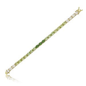 Pulseira riviera cravejada de zirconia esmeralda banho em ouro 18k