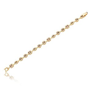 Pulseira riviera cravejada de zirconia ametista banho em ouro 18k