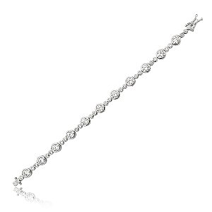 Pulseira riviera cravejada de zirconia cristal banho em rodio branco