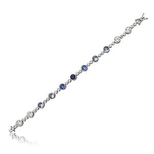 Pulseira riviera cravejada de zirconia topazio banho em rodio branco