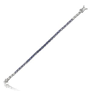 Pulseira riviera cravejada de zirconia tanzanita banho em rodio branco