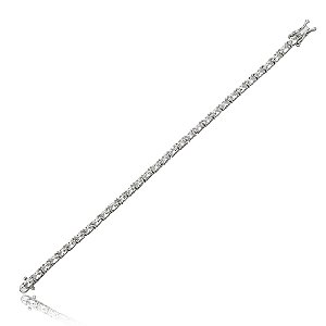 Pulseira riviera cravejada de zirconia cristal banho em rodio branco