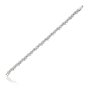 Pulseira riviera cravejada de zirconia cristal banho em rodio branco