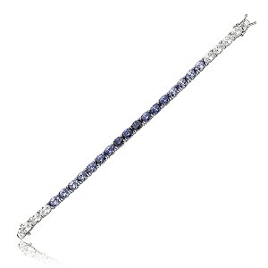 Pulseira riviera cravejada de zirconia tanzanita banho em rodio branco
