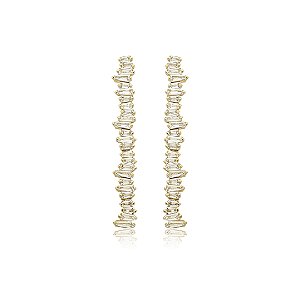 Brinco dourado cravejado de zirconia cristal banho em ouro 18k