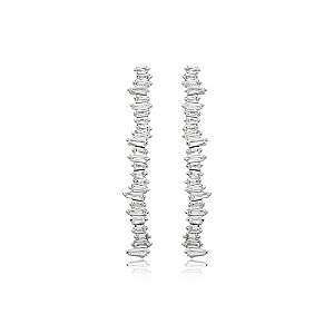 Brinco cravejado de zirconia cristal banho em rodio branco