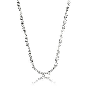 Colar riviera cravejado de zirconia cristal banho em rodio branco